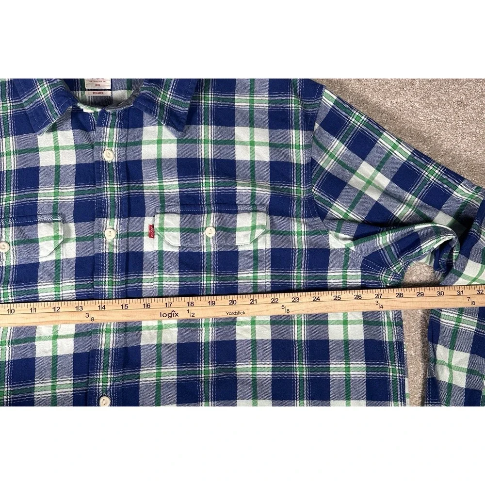 Levi's Long‎ Sleeve Plaid Button Down Shirt Men's XXL Relaxed Fit Overshirt